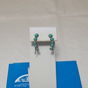 Sterling Silver Sleeping Beauty Turquoise Climber Earrings 925 India
